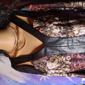 VENUS Elegant Black Fax Leather Apparel